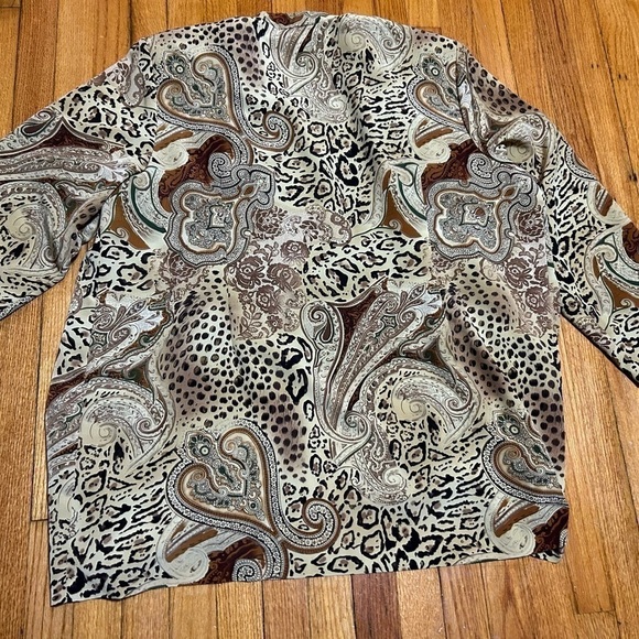 WILLOW RIDGE Women Size 24 Open Front Animal Print Elegant Lightweight Jacket - Picture 9 of 12